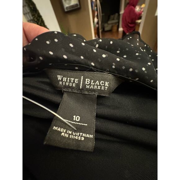 Black house white market black and white wrap ruffle polkadot dress size 10 - Picture 10 of 10